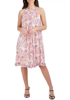 Robbie Bee Women's Halter Printed Flounce Hem Dress
