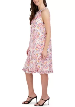 Robbie Bee Women's Halter Printed Flounce Hem Dress -Be Inspired Elegant Store Belk 1037
