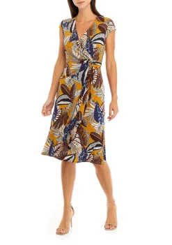 Robbie Bee Women's Cap Sleeve Surplice Side Ring Printed Dress 9 Robbie Bee Women's Cap Sleeve Surplice Side Ring Printed Dress -Be Inspired Elegant Store Belk 1044
