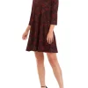 Robbie Bee Women's 3/4 Sleeve Mock Neck Paisley Printed Crepe A-Line Dress -Be Inspired Elegant Store Belk 1045