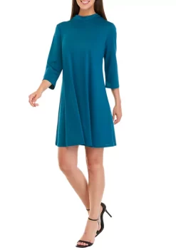Robbie Bee Women's Long Sleeve Mock Neck Crepe A-Line Dress -Be Inspired Elegant Store Belk 1047