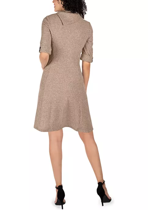 Robbie Bee Women's Hacci Envelope Neck Fit and Flare Dress 4 Robbie Bee Women's Hacci Envelope Neck Fit and Flare Dress - Image 2