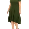 Robbie Bee Plus Size Scoop Neck Tie Front Knit Dress