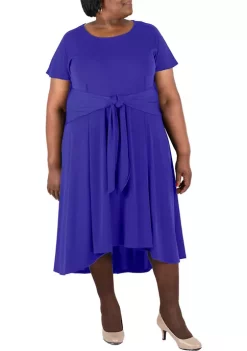 Robbie Bee Plus Size Scoop Neck Tie Front Knit Dress -Be Inspired Elegant Store Belk 1081