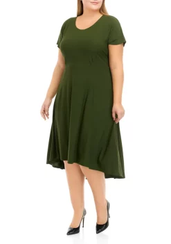 Robbie Bee Plus Size Scoop Neck Tie Front Knit Dress -Be Inspired Elegant Store Belk 1083