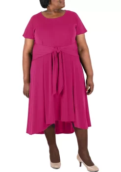 Robbie Bee Plus Size Scoop Neck Tie Front Knit Dress -Be Inspired Elegant Store Belk 1084