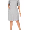 Robbie Bee Women's Short Sleeve Ribbed Hacchi Envelope Neck Fit & Flare Cozy Dress -Be Inspired Elegant Store Belk 1085