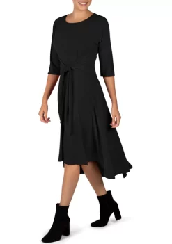 Robbie Bee Women's Elbow Sleeve Tie Front Knit Midi Dress 9 Robbie Bee Women's Elbow Sleeve Tie Front Knit Midi Dress -Be Inspired Elegant Store Belk 1091