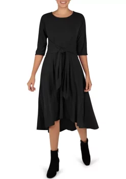 Robbie Bee Women's Elbow Sleeve Tie Front Knit Midi Dress 11 Robbie Bee Women's Elbow Sleeve Tie Front Knit Midi Dress -Be Inspired Elegant Store Belk 1093