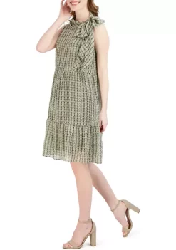 Robbie Bee Women's Tie Neck Babydoll Dress -Be Inspired Elegant Store Belk 1095