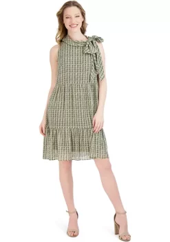 Robbie Bee Women's Tie Neck Babydoll Dress -Be Inspired Elegant Store Belk 1096