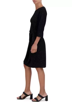 Robbie Bee Women's 3/4 Sleeves Glitter Knit Side Tie Sheath Dress 9 Robbie Bee Women's 3/4 Sleeves Glitter Knit Side Tie Sheath Dress -Be Inspired Elegant Store Belk 1098