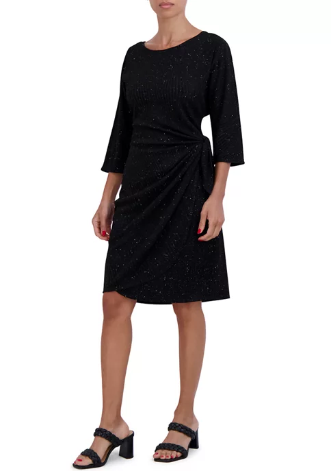 Robbie Bee Women's 3/4 Sleeves Glitter Knit Side Tie Sheath Dress 6 Robbie Bee Women's 3/4 Sleeves Glitter Knit Side Tie Sheath Dress - Image 4