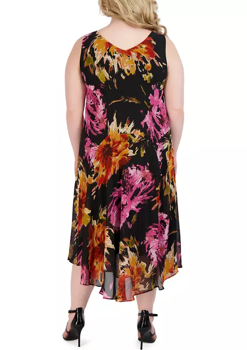 Robbie Bee Plus Size Sleeveless Cowl Neck Floral Printed Chiffon Dress 3 Robbie Bee Plus Size Sleeveless Cowl Neck Floral Printed Chiffon Dress - Image 2