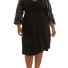 Robbie Bee Plus Size Long Sleeve Sequin Wrap Dress -Be Inspired Elegant Store Belk 1121