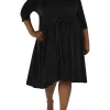 Robbie Bee Plus Size 3/4 Sleeve Tie Front Fit and Flare Midi Dress -Be Inspired Elegant Store Belk 1125