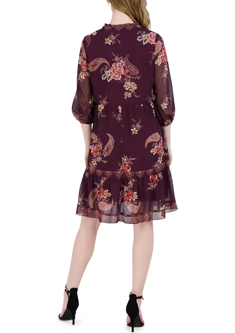 Robbie Bee Women's Blouson Sleeve Floral Print Dress 4 Robbie Bee Women's Blouson Sleeve Floral Print Dress - Image 2