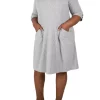 Robbie Bee Plus Size Elbow Sleeve Hacci Envelope Neck Fit and Flare Dress -Be Inspired Elegant Store Belk 1154