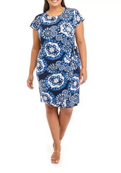 Robbie Bee Plus Size Short Sleeve Medallion Print Wrap Dress 9 Robbie Bee Plus Size Short Sleeve Medallion Print Wrap Dress -Be Inspired Elegant Store Belk 1165