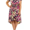 Robbie Bee Plus Size Short Sleeve Crepe Tie Waist Dress -Be Inspired Elegant Store Belk 1183