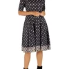 Robbie Bee Women's Elbow Sleeve Dot Print Hacci Fit and Flare Dress -Be Inspired Elegant Store Belk 1187