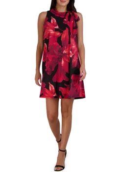 Robbie Bee Women's Sleeveless Floral Print Chiffon Bow Tie Neck A-Line Dress 13 Robbie Bee Women's Sleeveless Floral Print Chiffon Bow Tie Neck A-Line Dress -Be Inspired Elegant Store Belk 1194