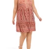 Robbie Bee Plus Size Sleeveless Split Neck Puff Print Babydoll Dress -Be Inspired Elegant Store Belk 1195