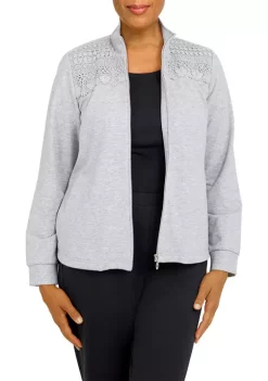 Alfred Dunner Petite Funnel Neck Long Sleeve Heather Knit Jacket 8 Alfred Dunner Petite Funnel Neck Long Sleeve Heather Knit Jacket -Be Inspired Elegant Store Belk 121