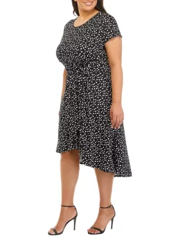 Robbie Bee Plus Size Short Sleeve Crepe Tie Waist Dress -Be Inspired Elegant Store Belk 1211