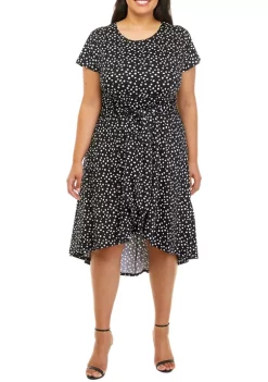 Robbie Bee Plus Size Short Sleeve Crepe Tie Waist Dress -Be Inspired Elegant Store Belk 1212