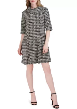 Robbie Bee Women's Drape Neck Houndstooth Dress 11 Robbie Bee Women's Drape Neck Houndstooth Dress -Be Inspired Elegant Store Belk 1214