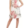 Robbie Bee Women's Sleeveless Mock Neck Floral Print Chiffon A-Line Dress -Be Inspired Elegant Store Belk 1278