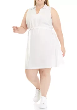 Robbie Bee Plus Size Sleeveless Linen Sheath Dress