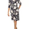Robbie Bee Women's 3/4 Sleeve Floral Puff Printed Side Tie Sheath Dress -Be Inspired Elegant Store Belk 1290