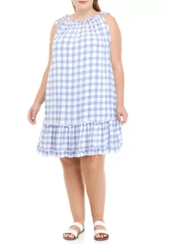 Robbie Bee Plus Size Sleeveless Halter Neck Checkered Dress 9 Robbie Bee Plus Size Sleeveless Halter Neck Checkered Dress -Be Inspired Elegant Store Belk 1310