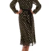 Robbie Bee Women's Surplice Gold Clip Dot Midi Dress -Be Inspired Elegant Store Belk 1311