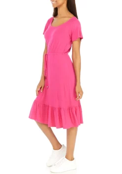 Robbie Bee Women's Short Cap Sleeve Flounce Hem Dress -Be Inspired Elegant Store Belk 1317