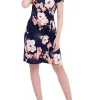 Robbie Bee Women's Short Sleeve Floral Puff Print Side Tie Sheath Dress -Be Inspired Elegant Store Belk 1323