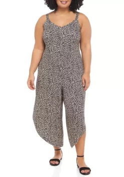 Be Inspired Elegant Store 16 Robbie Bee Plus Size Leopard Jumpsuit with Ladder Back