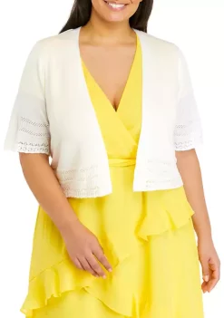 Be Inspired Elegant Store 12 Robbie Bee Plus Size Elbow Sleeve Pointelle Shrug