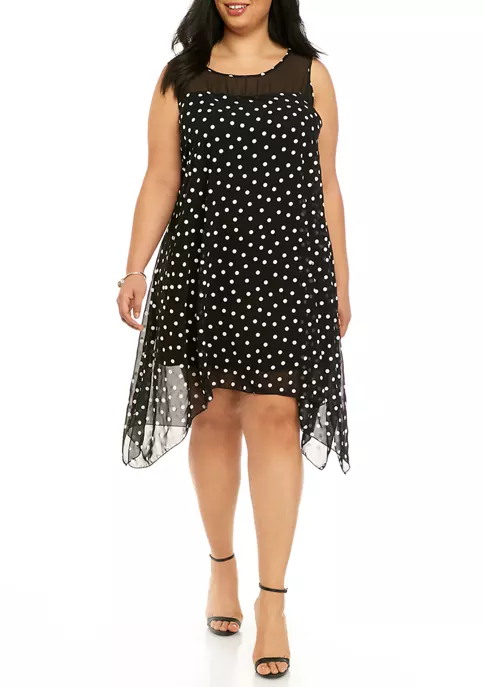 Robbie Bee Plus Size Sleeveless Dot Trapeze Dress 2 Robbie Bee Plus Size Sleeveless Dot Trapeze Dress