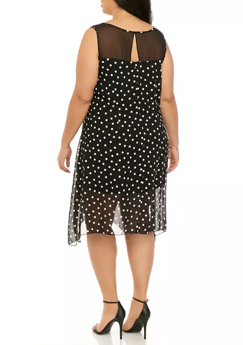 Robbie Bee Plus Size Sleeveless Dot Trapeze Dress 3 Robbie Bee Plus Size Sleeveless Dot Trapeze Dress - Image 2
