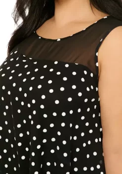 Robbie Bee Plus Size Sleeveless Dot Trapeze Dress 9 Robbie Bee Plus Size Sleeveless Dot Trapeze Dress -Be Inspired Elegant Store Belk 1349