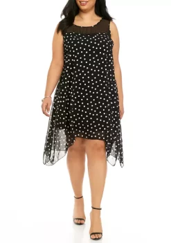 Robbie Bee Plus Size Sleeveless Dot Trapeze Dress 10 Robbie Bee Plus Size Sleeveless Dot Trapeze Dress -Be Inspired Elegant Store Belk 1350