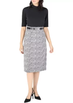 Robbie Bee Women's Jaquard Mock Neck Sheath Dress -Be Inspired Elegant Store Belk 1366