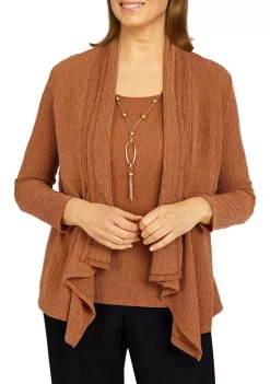 Alfred Dunner Petite Madagascar 2-In-1 Cascade Hemline Top With Removable Necklace -Be Inspired Elegant Store Belk 148
