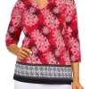 Alfred Dunner Petite Classic Snowflake Border Holiday Print Knit Top -Be Inspired Elegant Store Belk 174