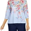 Alfred Dunner Petite Shenandoah Valley Crew Neck Floral Print Top -Be Inspired Elegant Store Belk 317