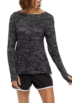 ZELOS Long Sleeve Open Back Hacci Knit Top