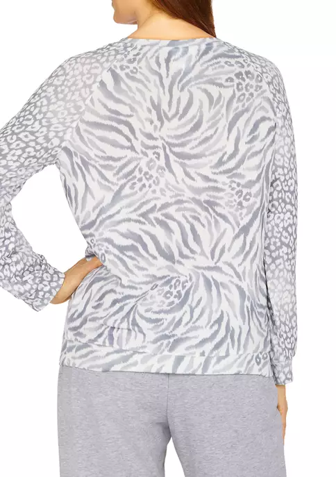 Alfred Dunner Petite Floral Park Crew Neck Animal Print Top 4 Alfred Dunner Petite Floral Park Crew Neck Animal Print Top - Image 2
